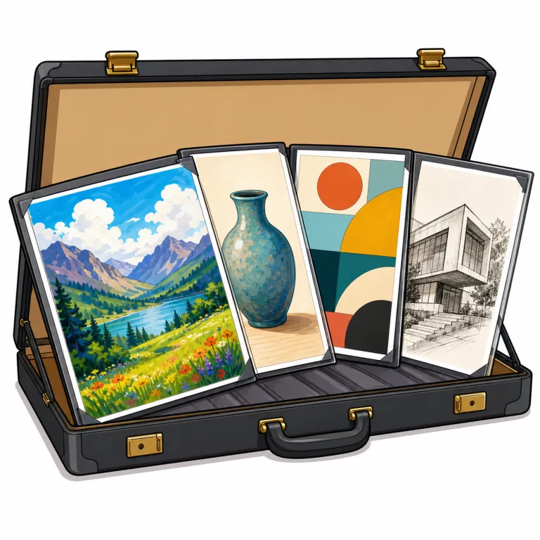 portfolio（作品集・noun）の覚え方イラスト