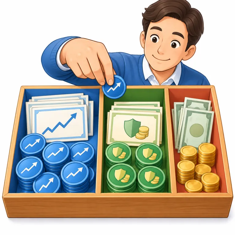 portfolio（資産構成・noun）の覚え方イラスト