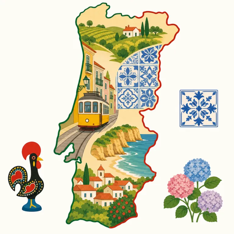 portugal（ポルトガル・名詞）の覚え方イラスト — 「Portugal」は、まず形の近い `Portuguese`（ポルトガルの／ポルトガル語）とセットで覚えると定着しやすいです