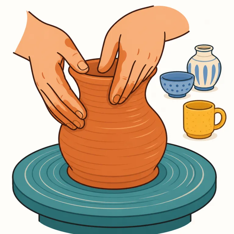 pottery（陶芸・noun）の覚え方イラスト