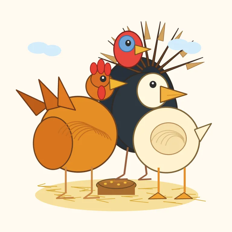 poultry（家禽、食用として飼育される鳥・名詞）の覚え方イラスト — poultry は bird の中でも「空を飛ぶ鳥」ではなく、chicken, turkey, duck など人が飼って food や eggs にする鳥のまとめ…