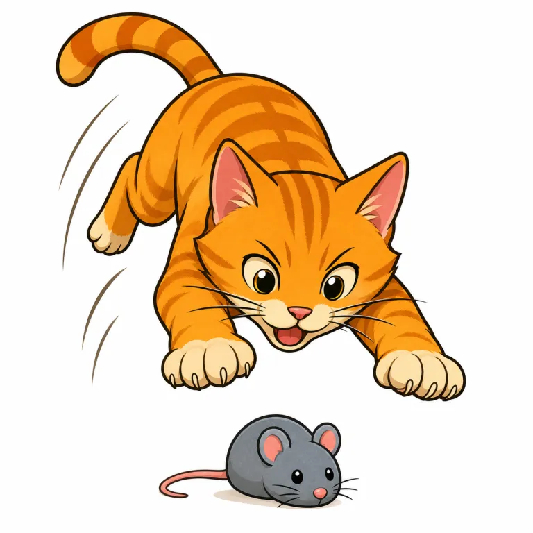 pounce（（獲物などに）飛びかかる、機に乗じる・verb）の覚え方イラスト
