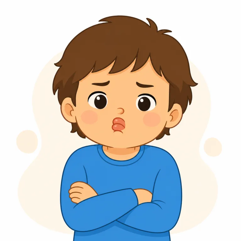 pout（唇を突き出す、ふくれる・動詞）の覚え方イラスト — 「ぷうっと」ふくれた顔を思い浮かべると覚えやすいです