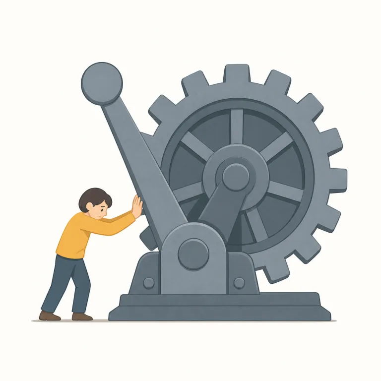 powerlessness（無力感・名詞）の覚え方イラスト — power が「力」、-less が「ない」、-ness が「状態」なので、powerless を見た瞬間に「力がない」、さらに powerlessness で「その状態・…