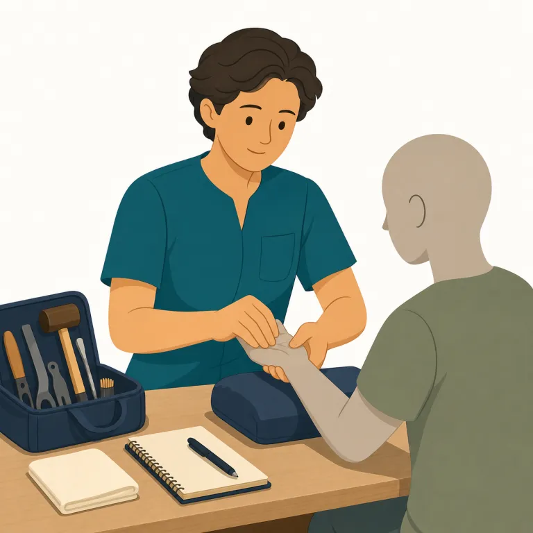 practitioner（実務家、実践家・名詞）の覚え方イラスト — practice「実践する」から、「理論を語るだけでなく、現場でその技能を使う人」と考えるとこの意味を覚えやすいです