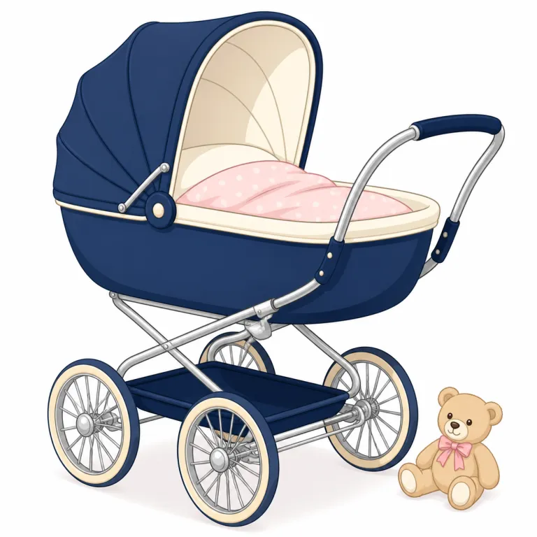 pram（乳母車・名詞）の覚え方イラスト — pram は単独で丸暗記するより、まず知っている stroller と対で覚えると定着しやすい語です
