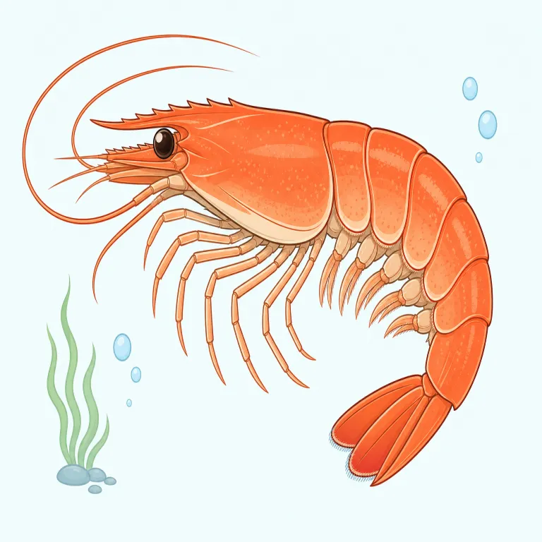 prawn（エビ・名詞）の覚え方イラスト — shrimp を知っているなら、prawn は「料理名やメニューで見かけやすい別のエビ表現」として覚えると定着しやすいです