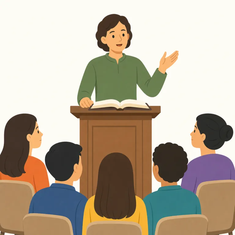 preach（説く、説教する・動詞）の覚え方イラスト — preach は、まず preacher（説教師）や sermon（説教）とセットで覚えると定着しやすい語です
