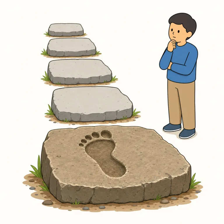precedent（先例・名詞）の覚え方イラスト — pre- は「前」、precede が「先に来る」だと分かっていれば、precedent は「前にあって、あとから来る判断の基準になるもの」と捉えると覚えやすいです