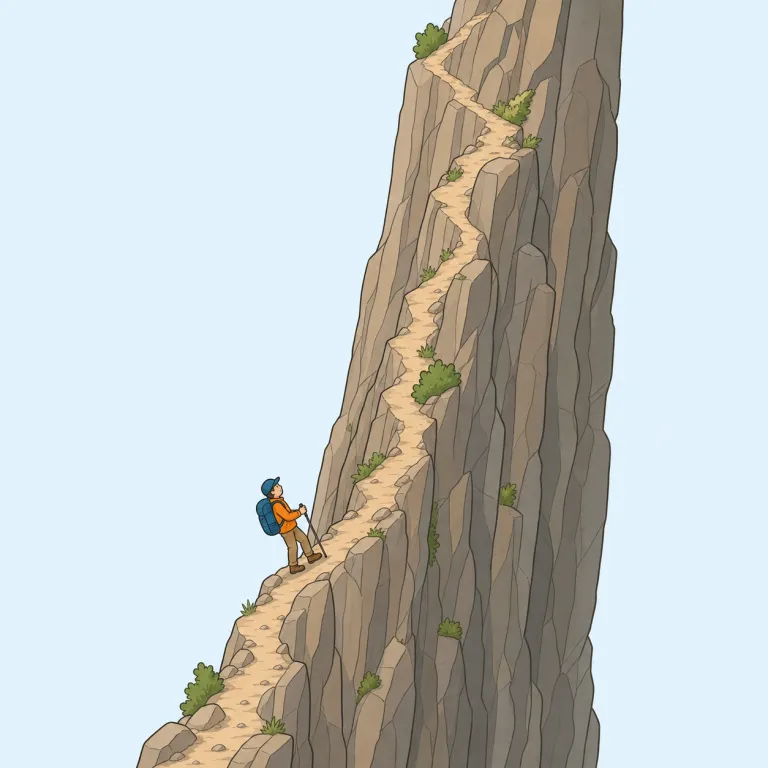 precipitous（急峻な・形容詞）の覚え方イラスト — まず「崖・坂がほとんど落ちる角度」と映像で覚える