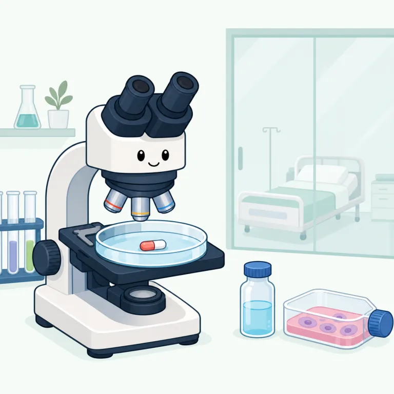 preclinical（前臨床・形容詞）の覚え方イラスト — pre- は preview / prepaid の pre と同じで「前」