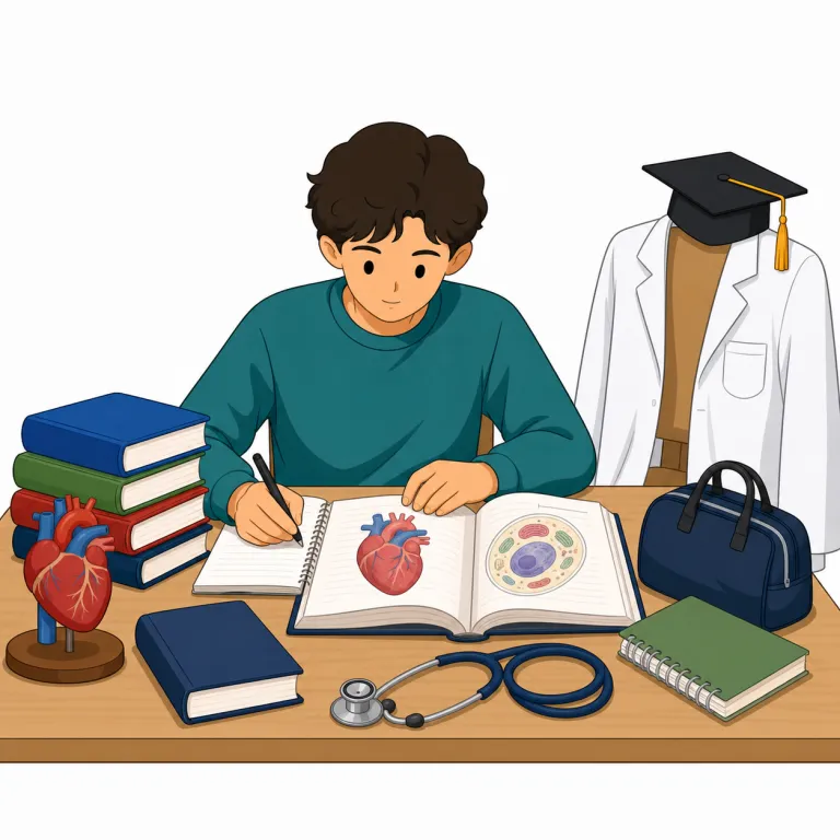 premed（医学部志望者・名詞）の覚え方イラスト — pre- は「前」、med は medical / medicine の短縮形なので、premed は「医学教育の本番前にいる人」と切ると覚えやすい語です