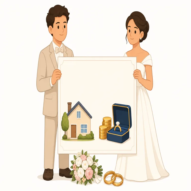 prenup（婚前契約・名詞）の覚え方イラスト — pre- が付く語は preview, prepay, pregame のように「前もって」の感覚