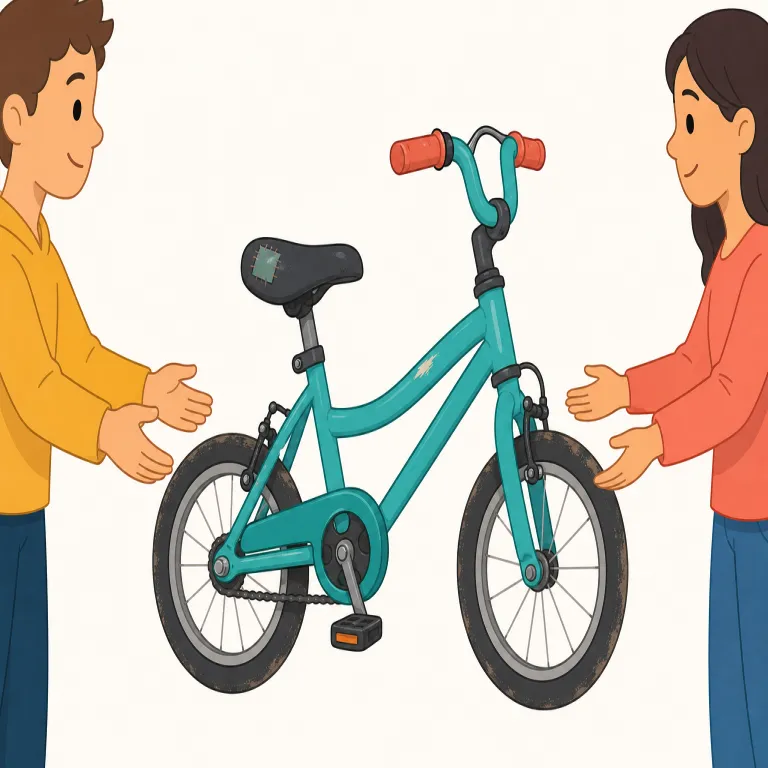 preowned（中古の・形容詞）の覚え方イラスト — pre- は「前もって」で、preview, prepay, preschool などと同じ接頭辞