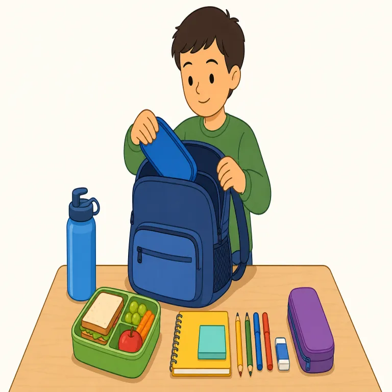 preparation（準備・名詞）の覚え方イラスト — preparation は prepare「準備する」から来た名詞で、試験・大会・旅行・発表などに向けて前もって整える「準備」を表します
