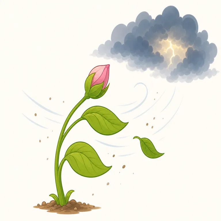 presage（予兆となる・動詞）の覚え方イラスト — `pre-`＝前、`-sage` は「感じ取る・知る」に連なると考え、何かが先に現れて未来をかすかに知らせる絵で覚えます