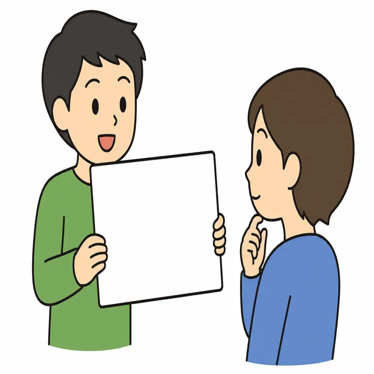present（提示する・verb）の覚え方イラスト