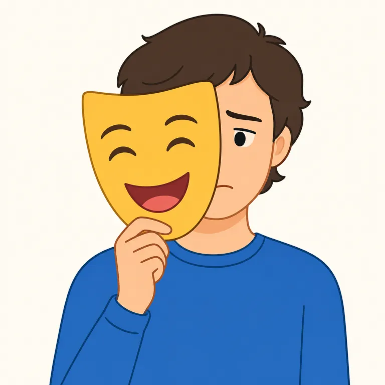 pretense（ふり・名詞）の覚え方イラスト — pretense は pretend「ふりをする」の名詞形と考えると入りやすい語です