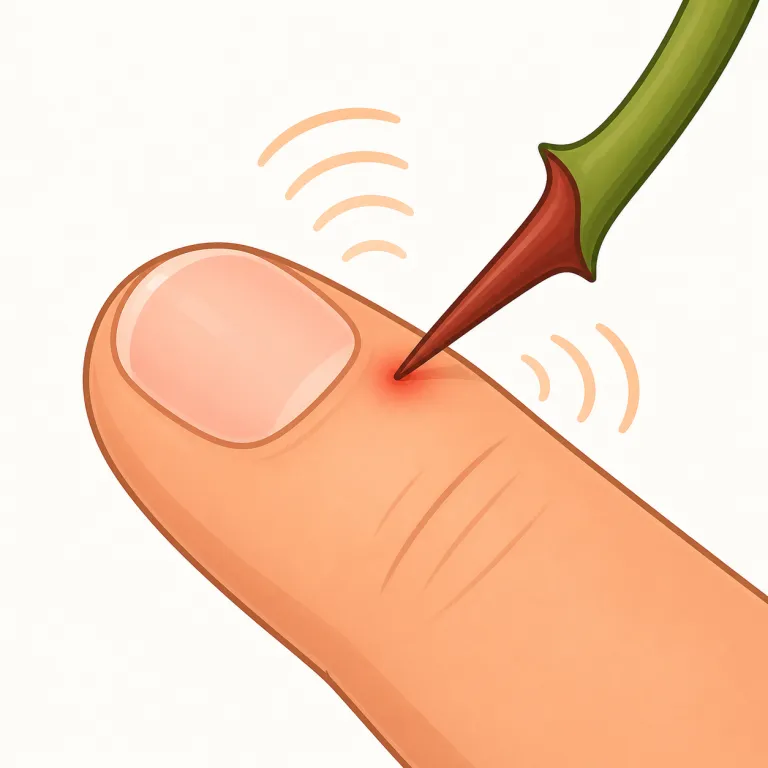 pricking（刺すこと、ちくちくする痛み・名詞）の覚え方イラスト — まず動詞 prick「ちくりと刺す」を押さえると覚えやすいです