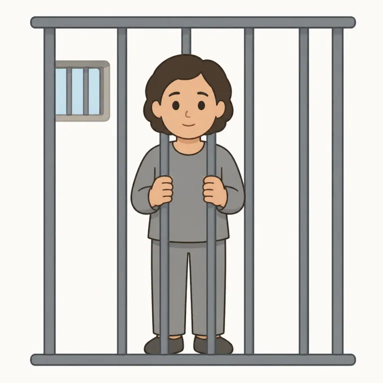 prisoner（囚人・名詞）の覚え方イラスト — prisoner は prison「刑務所」に -er「人」が付いた語として、場所と状態を結び付けると覚えやすいです