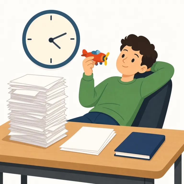 procrastination（先延ばし・名詞）の覚え方イラスト — まず動詞 procrastinate を核にして、-tion が付くと「行為・習慣」という名詞になる形で覚えると定着しやすいです