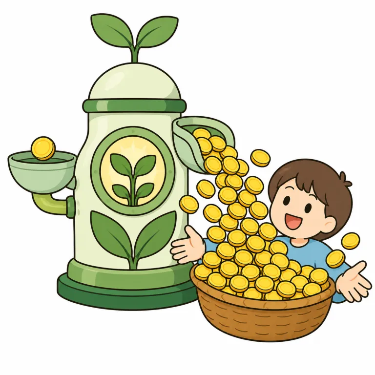 profit（利益を得る・verb）の覚え方イラスト