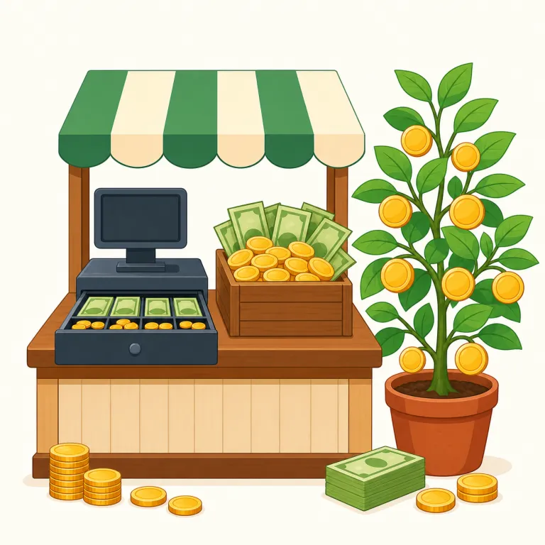 profitable（儲かる・形容詞）の覚え方イラスト — profitable は profit「利益」+ -able「できる」と考え、「利益を出せる、もうけが出る」と覚えます