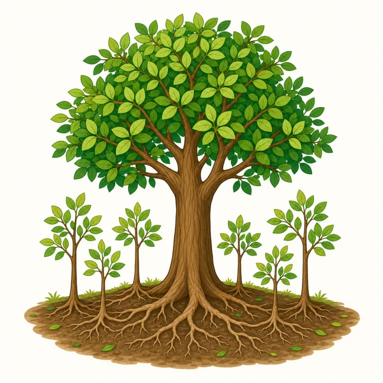 progeny（子孫・名詞）の覚え方イラスト — generate（生み出す）, generation（世代）, genealogy（家系図）の gen- が見えたら「生まれる・血筋」を連想すると覚えやすいです