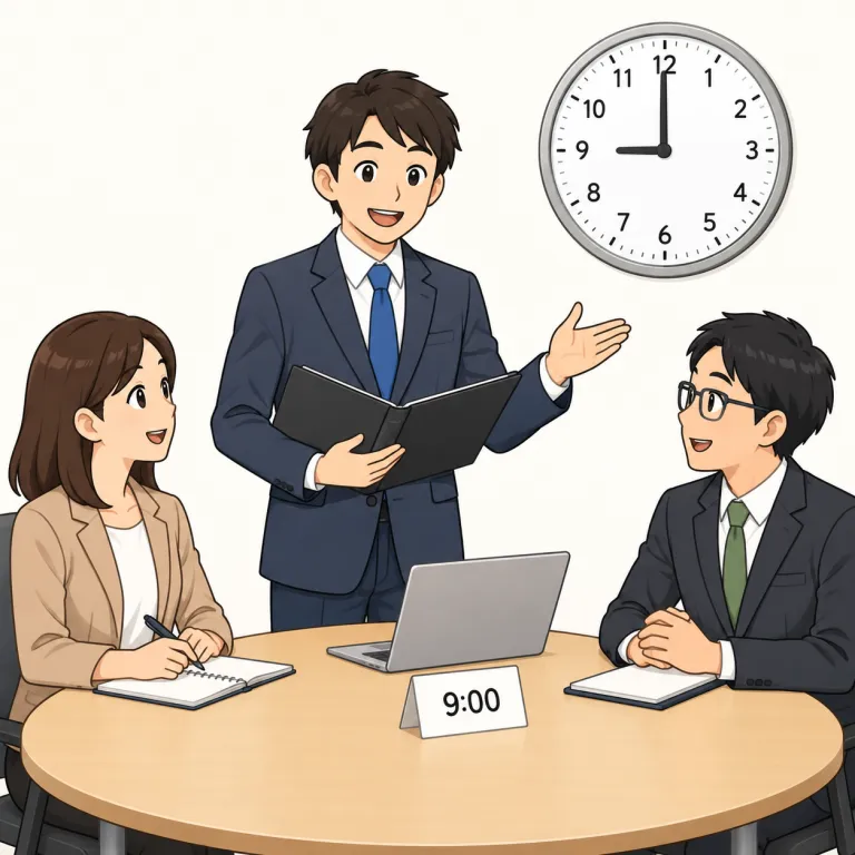 promptly（時間どおりに・adverb）の覚え方イラスト