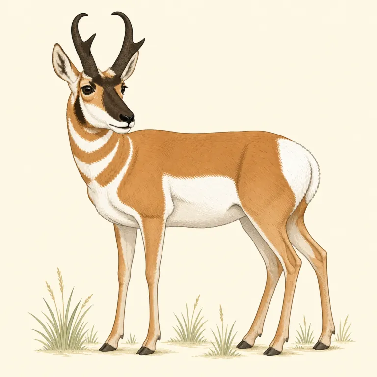 pronghorn（プロングホーン（北米羚羊）・名詞）の覚え方イラスト — horn が「角」なのはすぐ分かるので、まず後半で「角のある動物」と固定します