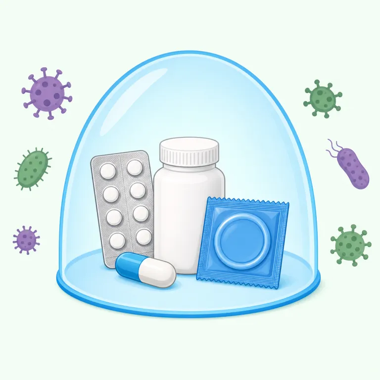 prophylactic（予防薬、予防措置、コンドーム・noun）の覚え方イラスト