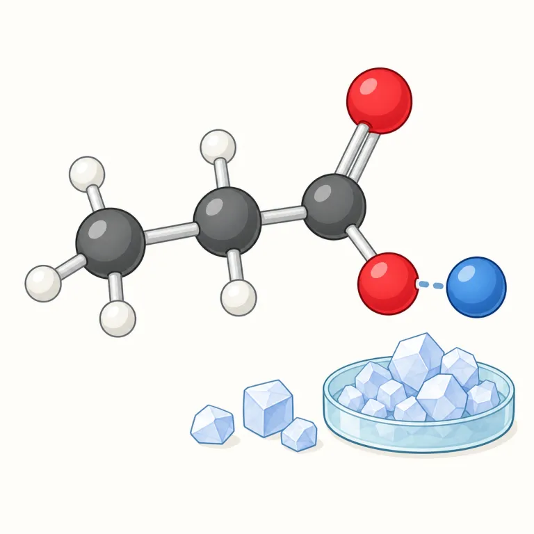 propionate（プロピオン酸塩・エステル・名詞）の覚え方イラスト — 語尾の -ate を見たら、まず『酸そのものではなく、その酸からできた塩・エステル』を連想すると覚えやすいです