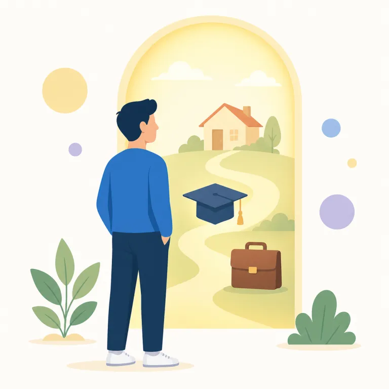 prospective（見込みの、将来の・形容詞）の覚え方イラスト — prospect を知っていると覚えやすい語で、「これから先に見えているもの」という感覚から prospective student / buyer / custo…