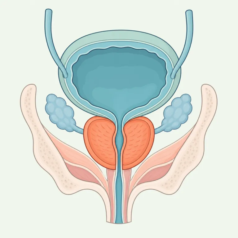 prostatic（前立腺の・形容詞）の覚え方イラスト — まず名詞 prostate「前立腺」を押さえ、そこに -ic が付いて「前立腺に関する」という形容詞になったと覚えるとよいです