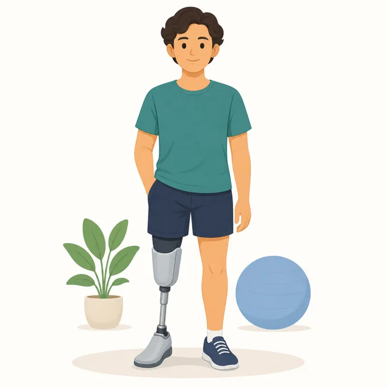 prosthetic（義肢の、補綴の・形容詞）の覚え方イラスト — まず prosthesis が「義肢・人工装具」という名詞で、その形容詞が prosthetic とセットで覚える
