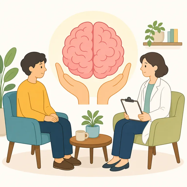 psychiatric（精神科の・形容詞）の覚え方イラスト — まず psychiatry（精神医学）を知っていると覚えやすいです