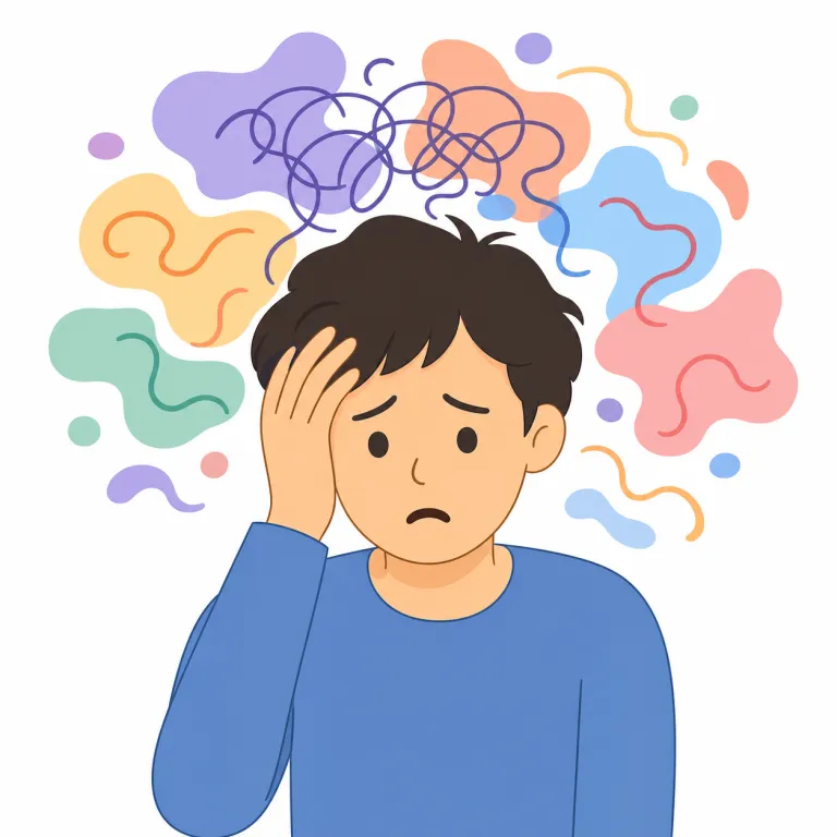 psycho（精神不安定者・名詞）の覚え方イラスト — psychology の psycho- を見たら「心・精神が関わる語」とまとめて押さえると覚えやすい