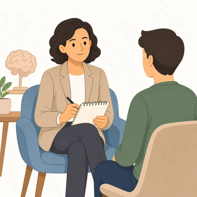 psychologist（心理学者・名詞）の覚え方イラスト — psychologist は psychology「心理学」＋ -ist「その分野の人」と分解できます