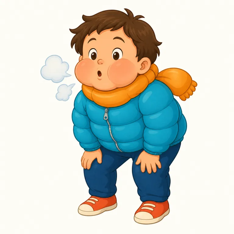 puffed（膨らんだ・形容詞）の覚え方イラスト