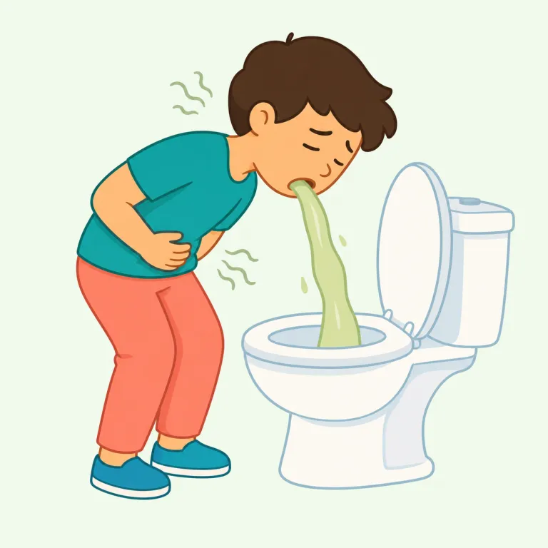 puking（吐く、嘔吐する・動詞）の覚え方イラスト — まず基本形 puke を「かなりくだけた『吐く』」として覚え、puking はそこに -ing が付いて「吐いている最中／吐くこと」