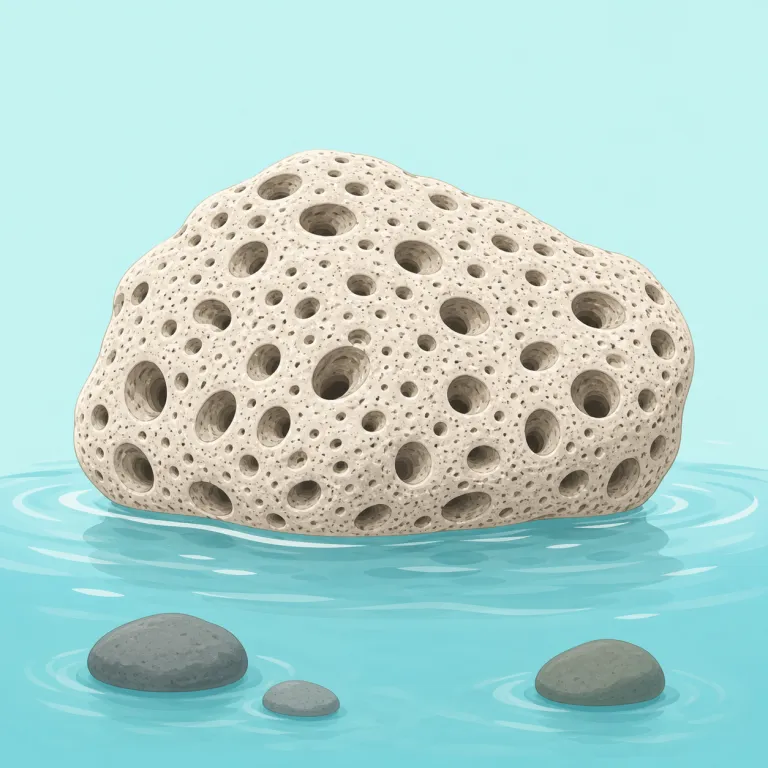 pumice（軽石・名詞）の覚え方イラスト — まず `pumice stone` という固まりで覚えると定着しやすい語です