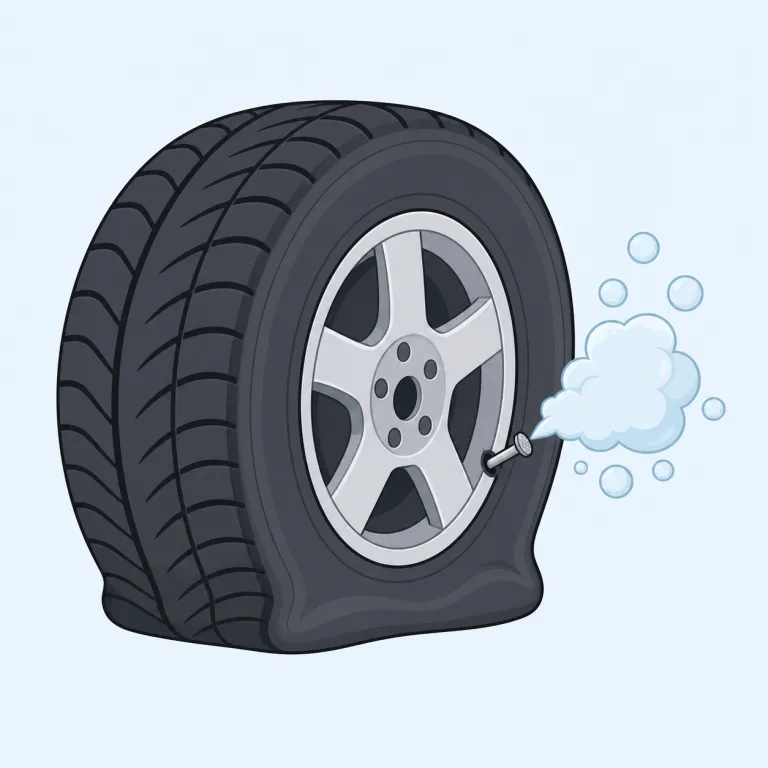 puncture（（タイヤなどの）パンク、穴・noun）の覚え方イラスト