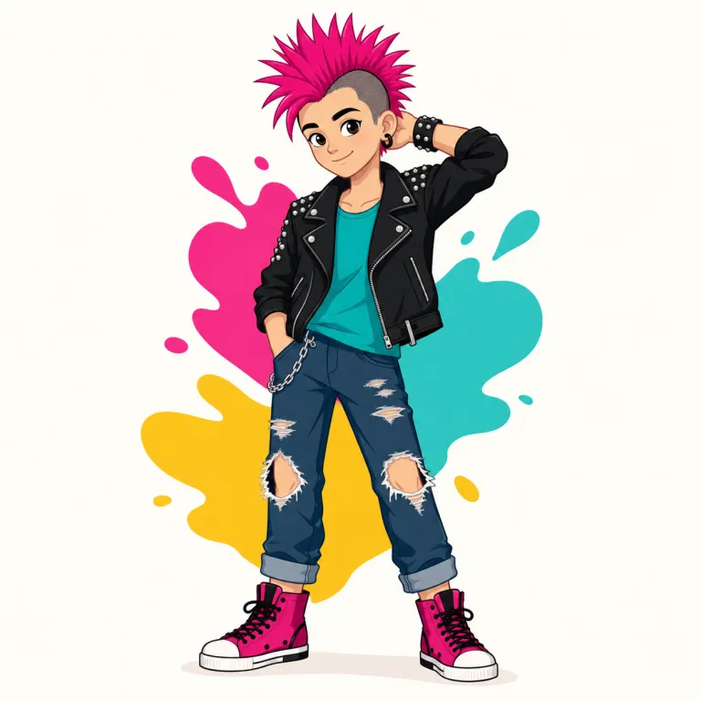 punky（パンキッシュな・形容詞）の覚え方イラスト — punk を知っていれば覚えやすい語