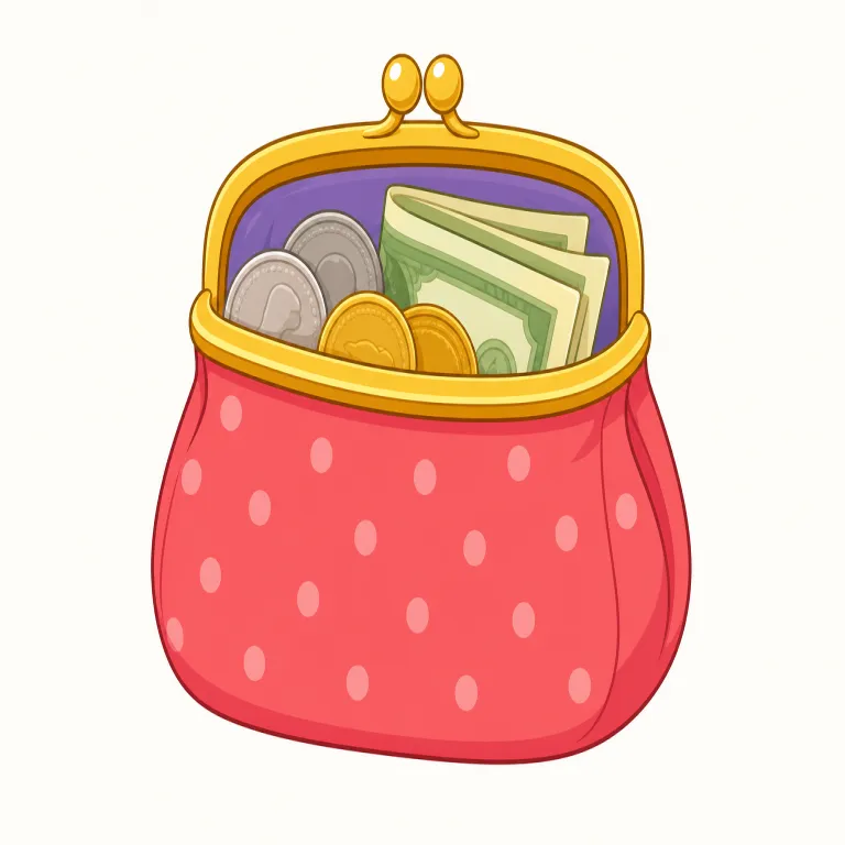 purse（ハンドバッグ・名詞）の覚え方イラスト — この語義では purse を「手元に持って出かける女性用バッグ」として覚える
