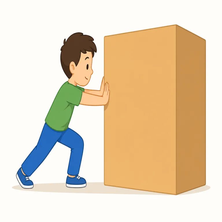 push（押す・動詞）の覚え方イラスト — まずは「自分から向こうへ力を送る」と覚えると安定します