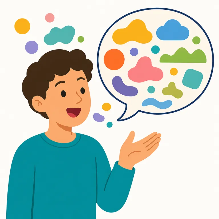 put（（言葉で）表す・動詞）の覚え方イラスト — この意味では、頭や心の中にあるものを「言葉という入れ物」に入れるイメージを持つと自然です