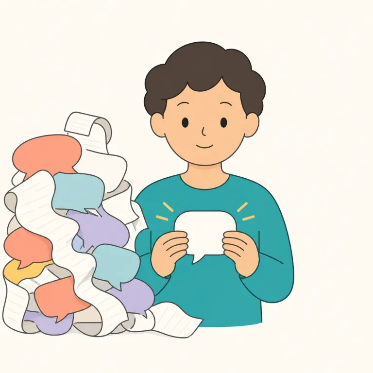 put it briefly（簡単に言えば・イディオム）の覚え方イラスト — put は「置く」だけでなく、考えや説明を「言葉にする」という意味でも使います