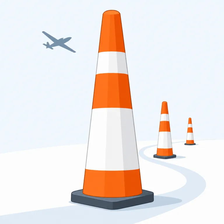 pylon（（競走・航空コースの）標識、目印の支柱・noun）の覚え方イラスト