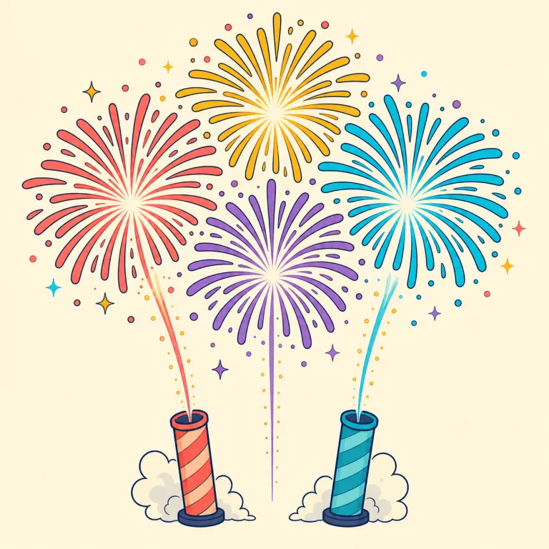 pyrotechnics（花火・名詞）の覚え方イラスト — まず fireworks より広い語だと押さえると覚えやすいです