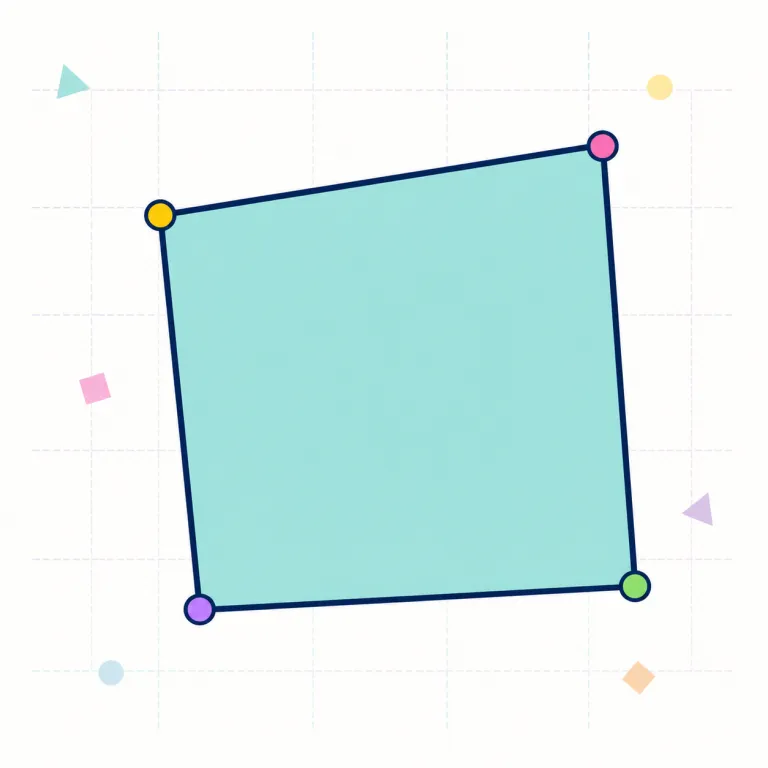 quadrangle（四角形・名詞）の覚え方イラスト — triangle を知っていれば、quadrangle は「angle が4つあるもの」としてまとめて覚えやすいです